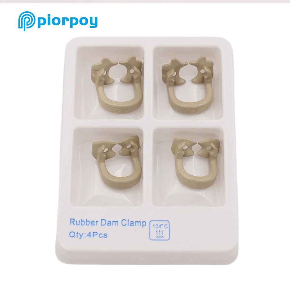 Piorpoy 4Pcs/1Box Dental Rubber Dam Klemmen Zachte Klem Algemene Kit Barrière Clip Hars Materiaal Autoclavable 134 ℃ Voor Dental Lab