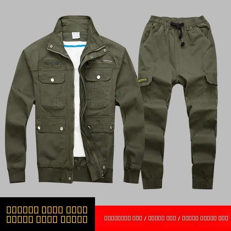 

Комплект рабочей одежды из чистого хлопка Thiened для мужчин: термостойкий, для сварочных работ, строительных площадок, весенний, рабочий...