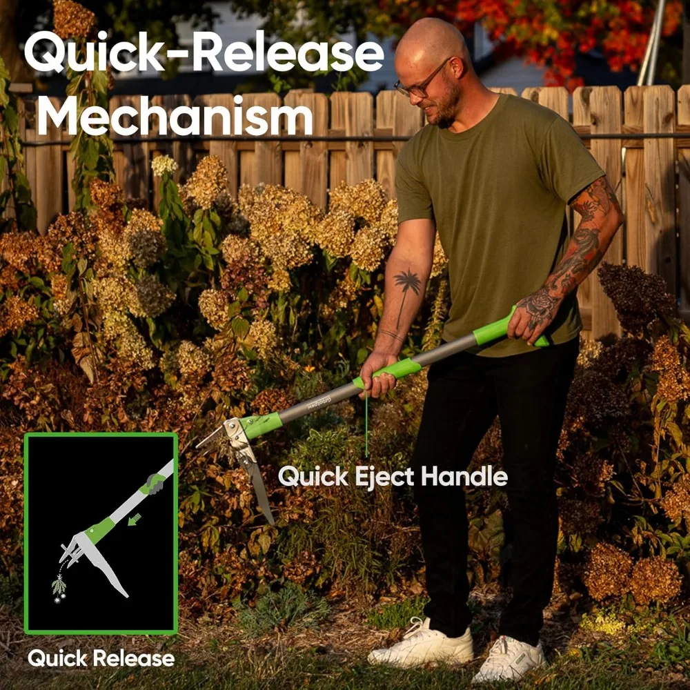 Heavy Duty Weed Puller Tool with 40&quot; Handle, 3 Claws &amp; Foot Pedal, Remove Weeds Without Bending or Kneeling