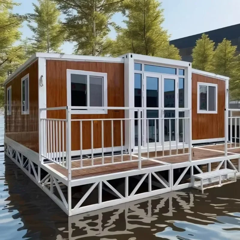 Casa de contêiner móvel expansível com espaço de vida e escritório