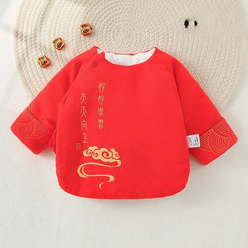 

Autumn and Winter Newborn Half-back Clothes Chinese Style Big Red Festive Baby Clothes 0-3 Months Full Moon Baby Monk Clothes