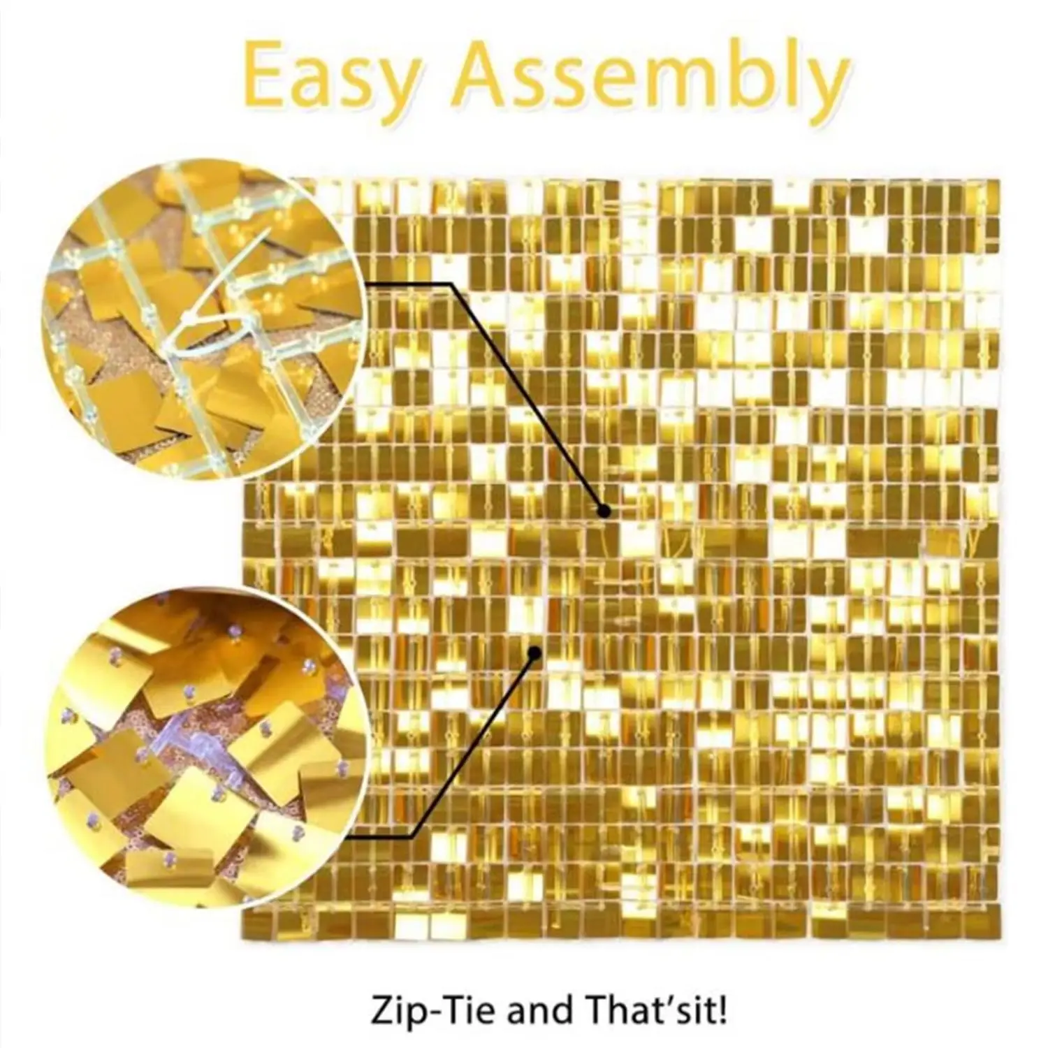 12/24/30pcs Gold Shimmer Wall Backdrop Square Glitter Panels Birthday Wedding Anniversary Party Photo Backdrop Decor Photo Props