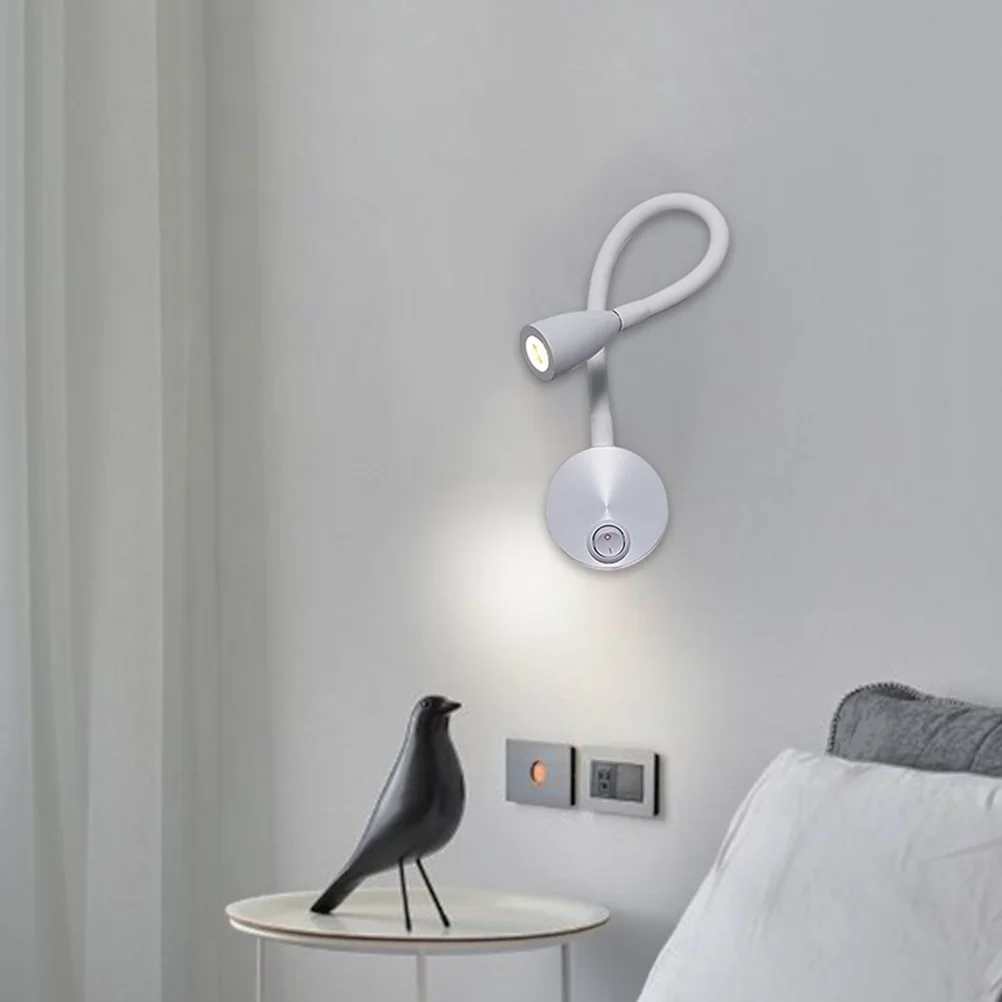 

Modern Bedside Reading Light 3W Warm White LED Wall Lamp for Bedroom Study Hotel Soft Hose Design Long Room