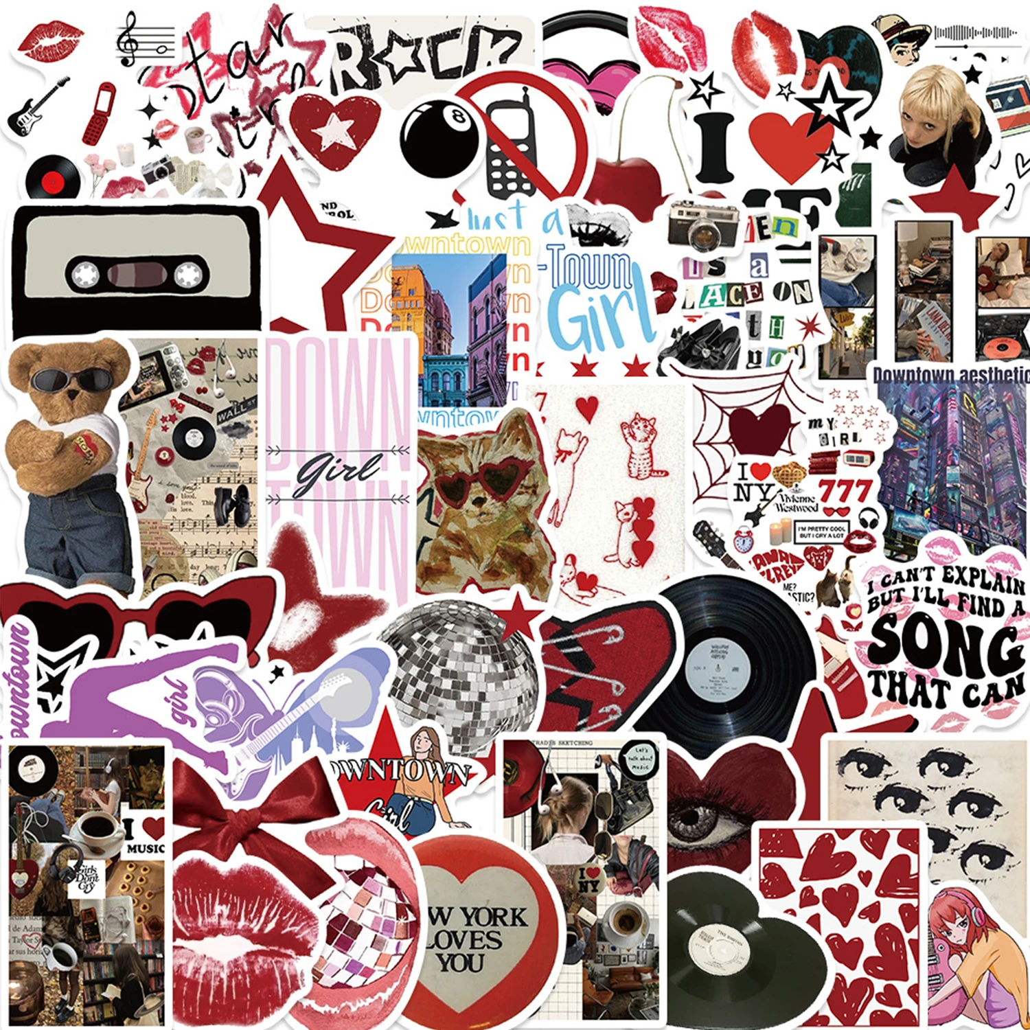 50pcs Downtown Y2K Cartoon Graffiti Stickers telefono chitarra Laptop Notebook valigia bottiglie d'acqua adesivo impermeabile regalo