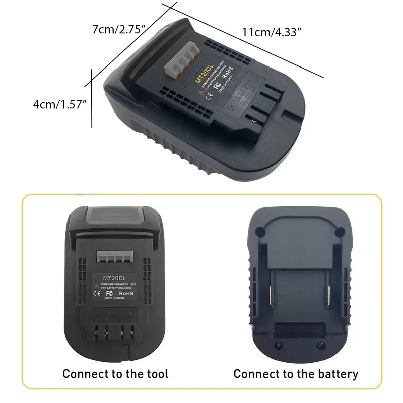 MIL18DL Battery Adapter Converter for Milwaukee 18V Li-ion Battery Converted To for Dewalt 18V 20V Li-ion Battery Power Tool Use