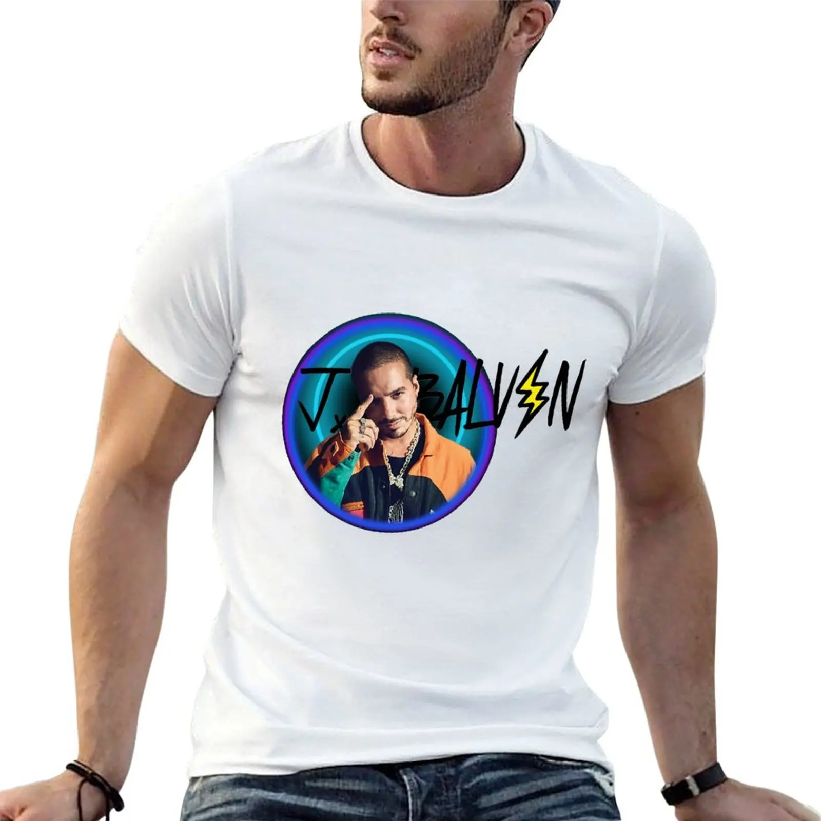 J-balvin man T-Shirt Work Daily Short Sleeve Top
