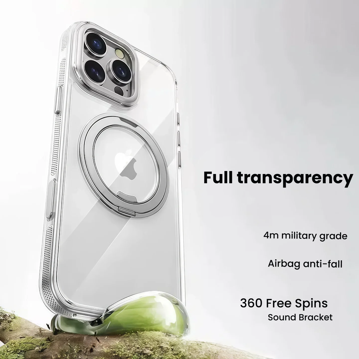 

Magnetic Case for iPhone 17 Series: 360° Rotating Stand, Integrated Buttons, Crystal Clear