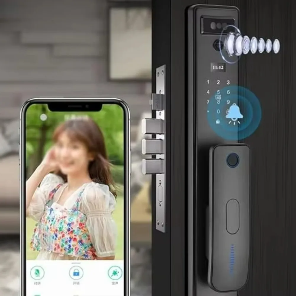 

Fingerprint Smart Key Wireless Fingerprint Door Lock Password Entry Electronic Handle Zinc Plated Silver Black Home Outdoor