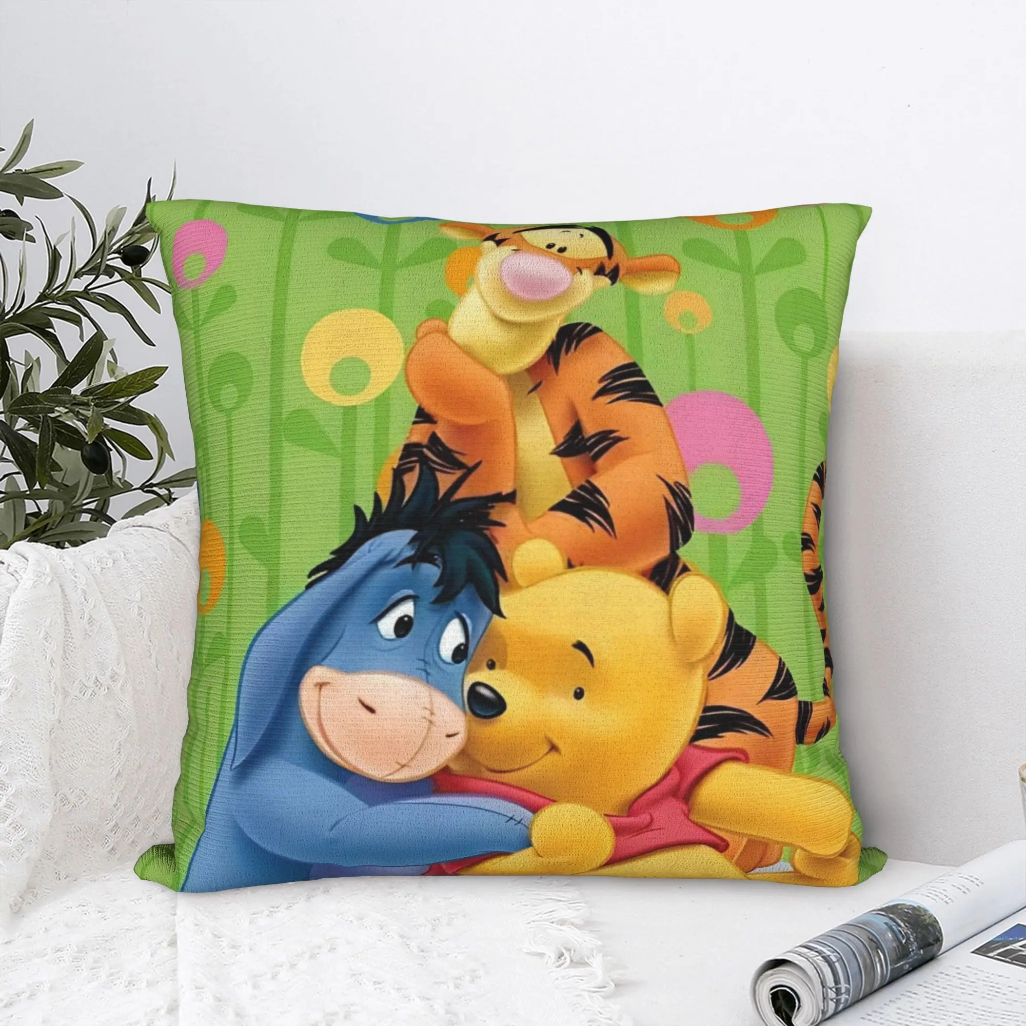 Pooh and Friends Pillowcase Polyester Cushion Cover Decorations Winnie The Pooh Throw Pillow Case Cover Home Zippered 40X40cm
