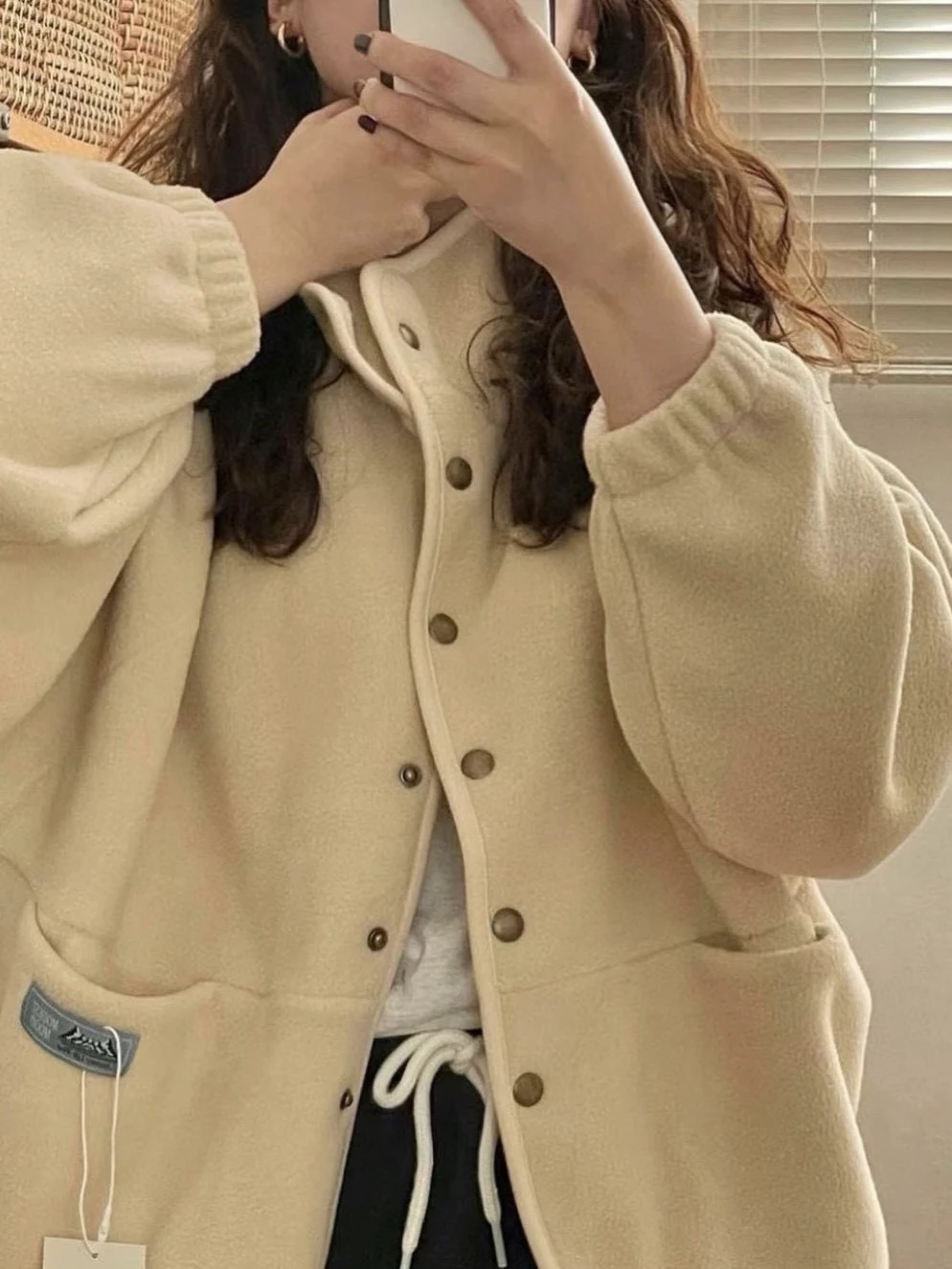 كاندي ملكة جمال الكورية Sle متواضع المزاج Fce اصطف ort معطف المرأة فضفاضة الدافئة ملابس خارجية الصبار حجم الشتاء Jaet