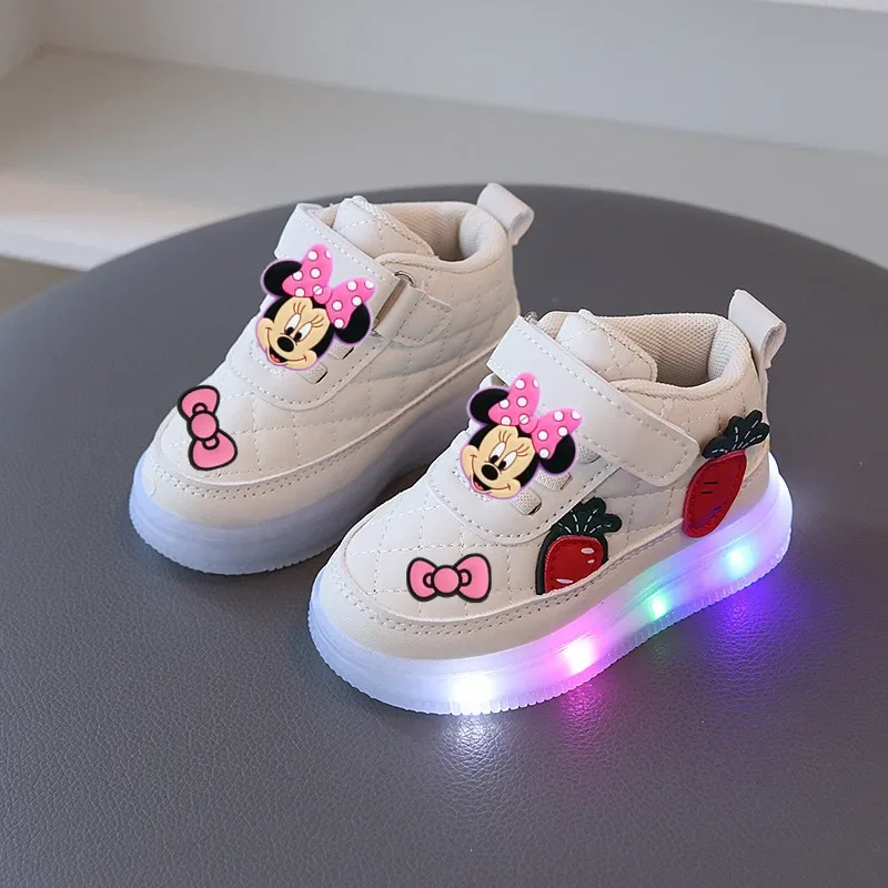 

Disney Spring Autumn Girl LED Lighting Casual Shoes Mickey Mouse Toddler shoes Boys Sneakers New Soft-soled Children Board Shoes