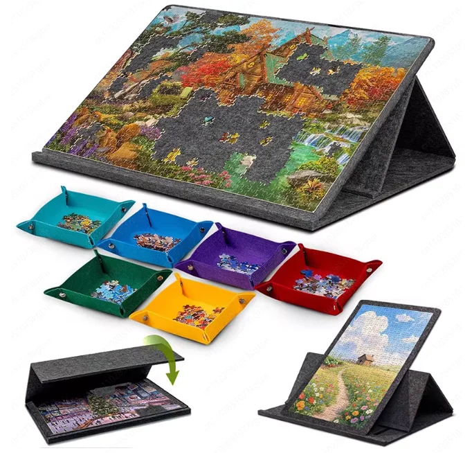 Vertical and horizontal felt board puzzle table mat workbench color with drawers portable