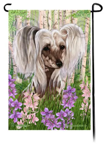 Chinese Crested Hairless Spring Flowers Garden Flag