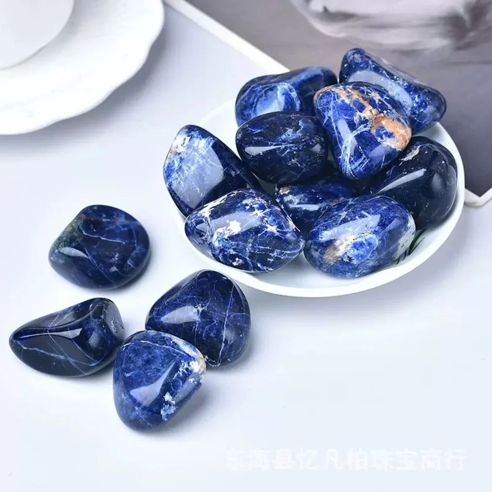 حجر سوداليتي الأزرق الطبيعي هبط مصقول كريستال كوارتز الحصى حجر الخام الخام عينة الصخور شفاء كريستال للديكور المنزل