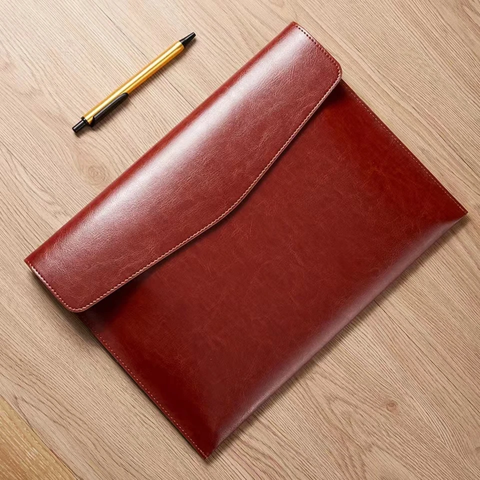 A4 PU レザースナップ開閉ドキュメントオーガナイザー文具防塵ビジネスオフィス軽量大容量ファイルフォルダー