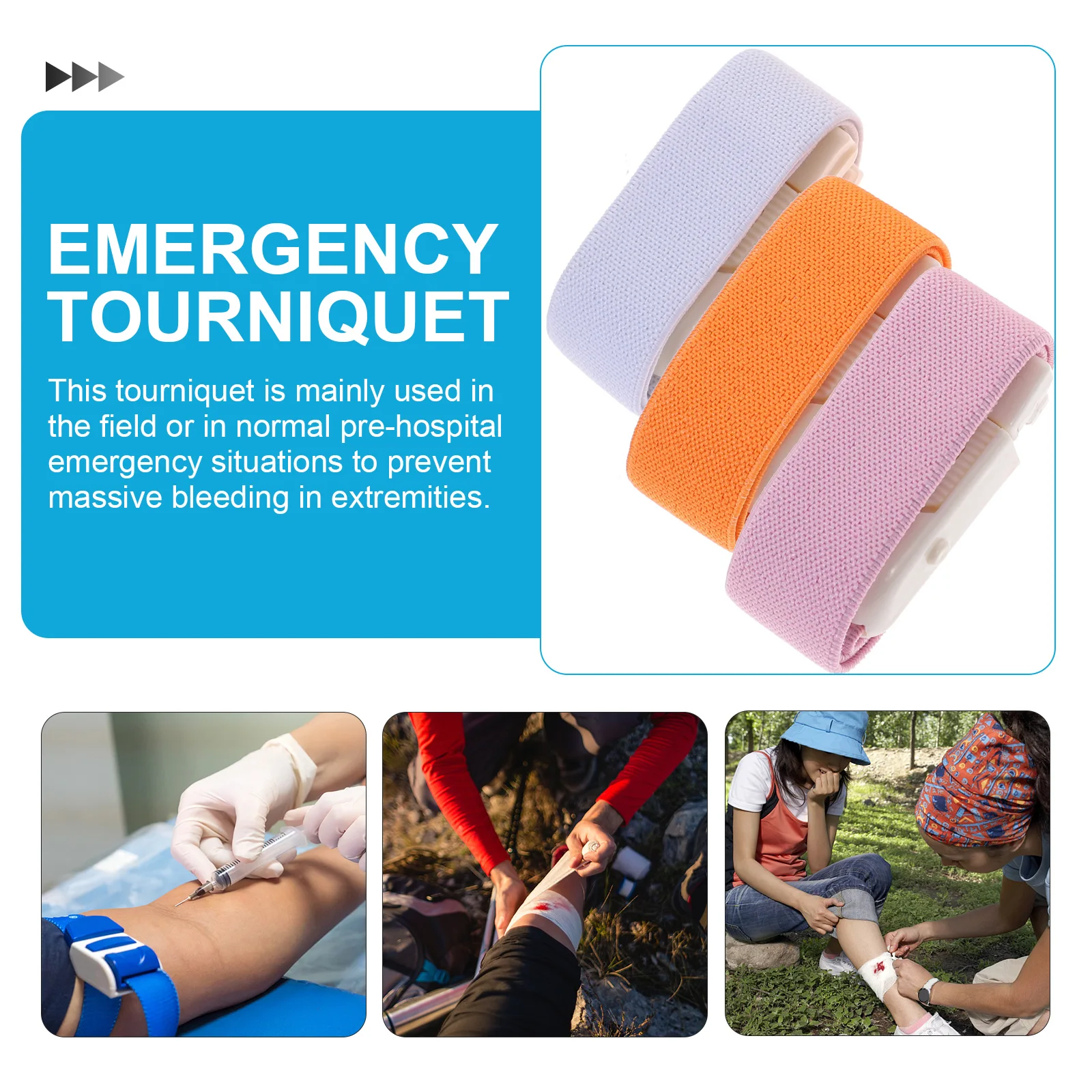 

6Pcs Tourniquet Emergency Portable Medical First Aid Supplies Outdoor Blood Stopping Tool Adjustable Elastic Wrist