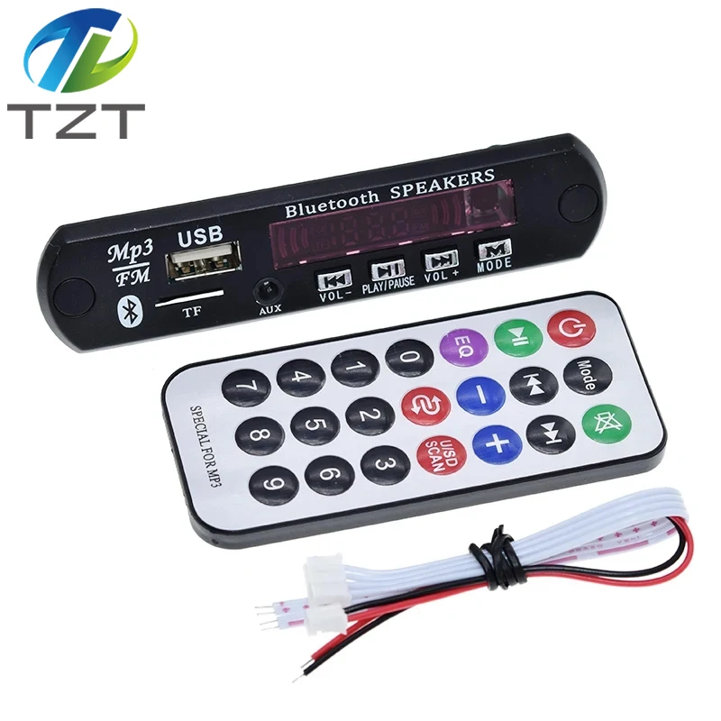 DIYTZT Wireless MP3 WMA Decoder Board Remote Control Player 12V Bluetooth 5.0 USB FM AUX TF SD Card Module Car Radio MP3 Speaker