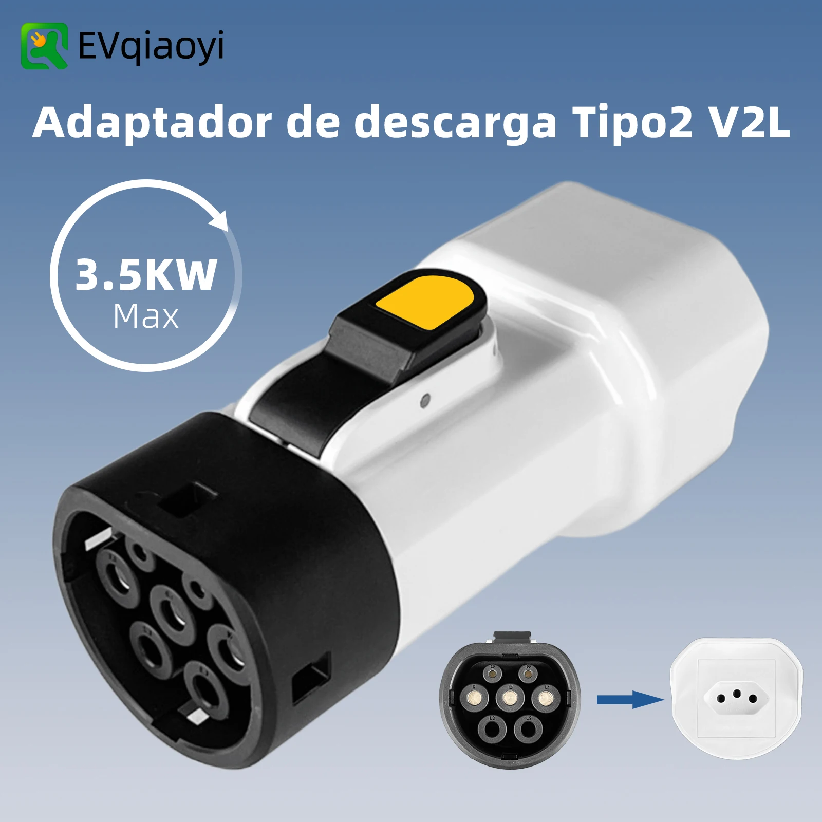 مفرغ EVqiaoyi Type2 V2L لمحول Descarregador Descarga BYD MG للمركبة إلى التحميل مع مقبس برازيلي للتخييم #6