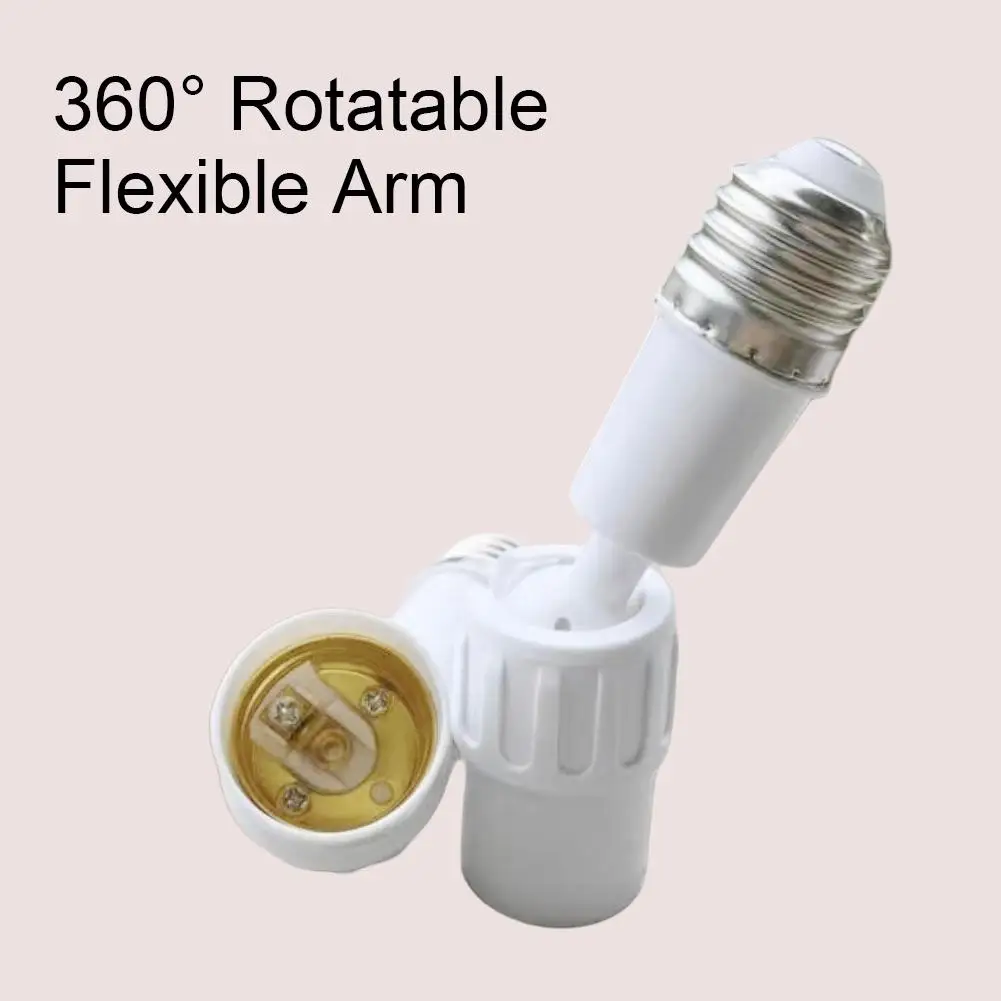 E27 to E27 Flexible Light Socket Extension Adapter 360 Degree Rotatable Extension Base Converter Anti-Burning Lamp Holder
