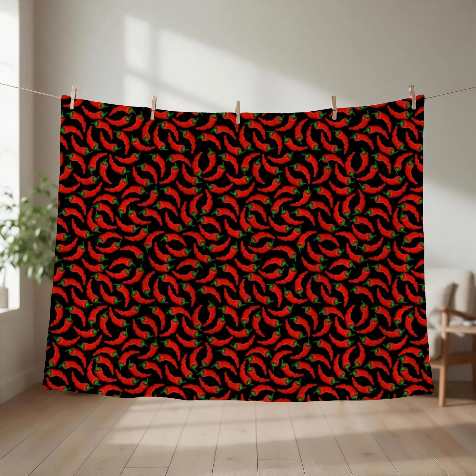 Hot Chili Peppers Pattern Throw Blanket couch cozy soft plush fuzzy picnic outdoor blanket