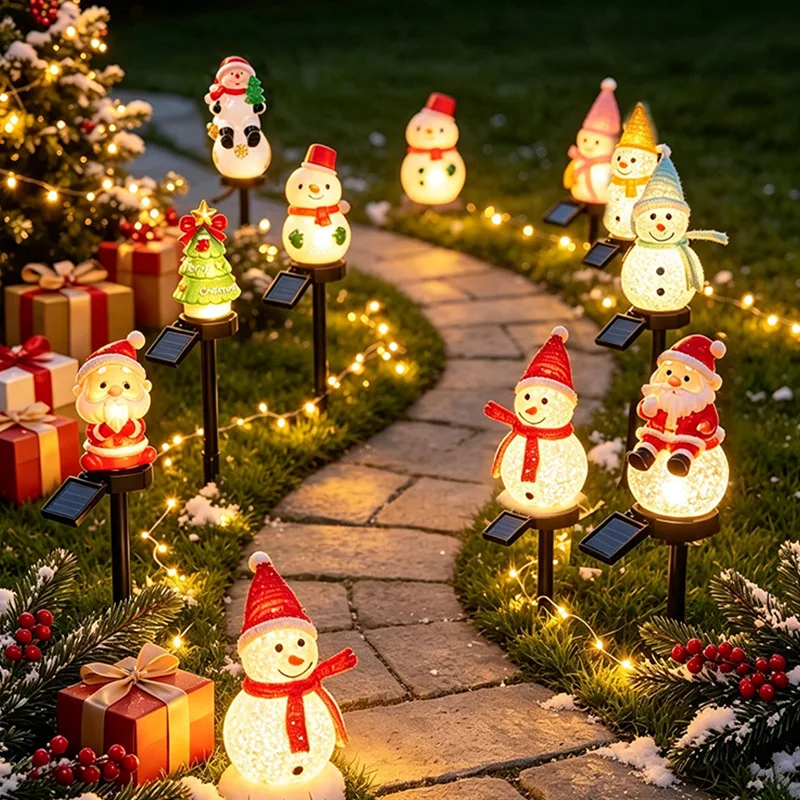 1-5PCS Solar Powered Snowman Christmas Stake Light Garden Yard Lawn Decoration Outdoor Holiday Atmosphere Landscape Patio Decor