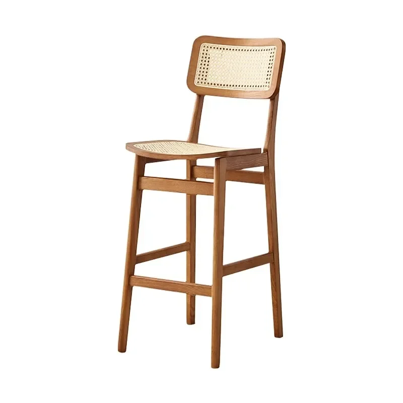 

Nordic bar stool modern minimalist home Japanese rattan bar stool backrest ins style café bar stool