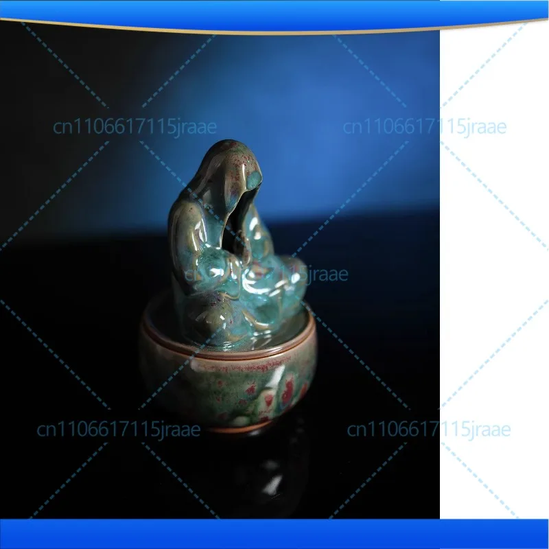Lu Jun turquoise green kiln change! Phaseless Buddha! Handmade Jun porcelain ornament