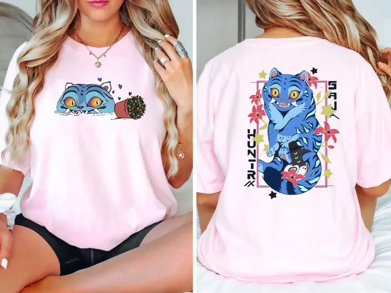 Kpop شيطان الصيادين النمر النمر والطيور شيطان هنتر النمر تي شيرت الصيادين النمر مروحة الحيوان قميص Kpop فيلم مروحة هدية