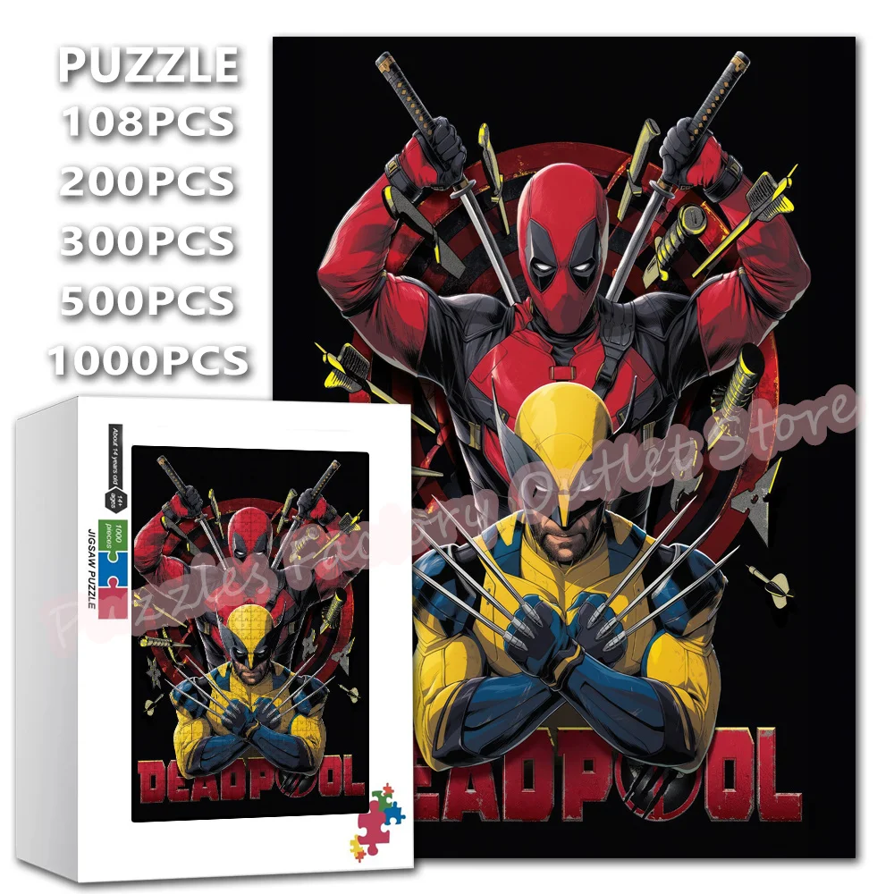 Disney super-herói quebra-cabeça 300/500/1000 peças spiderman deadpool filmes impressão quebra-cabeças adultos brinquedo diy presentes