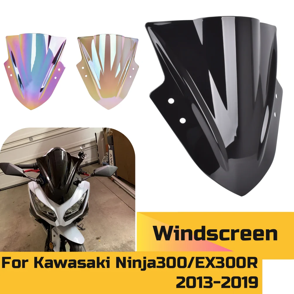 EX300R Ninja300 Windshield Windscreen Motorcycle Front Wind Deflector Air Screen Shield For Kawasaki Ninja 300 EX 300R 2013-2019
