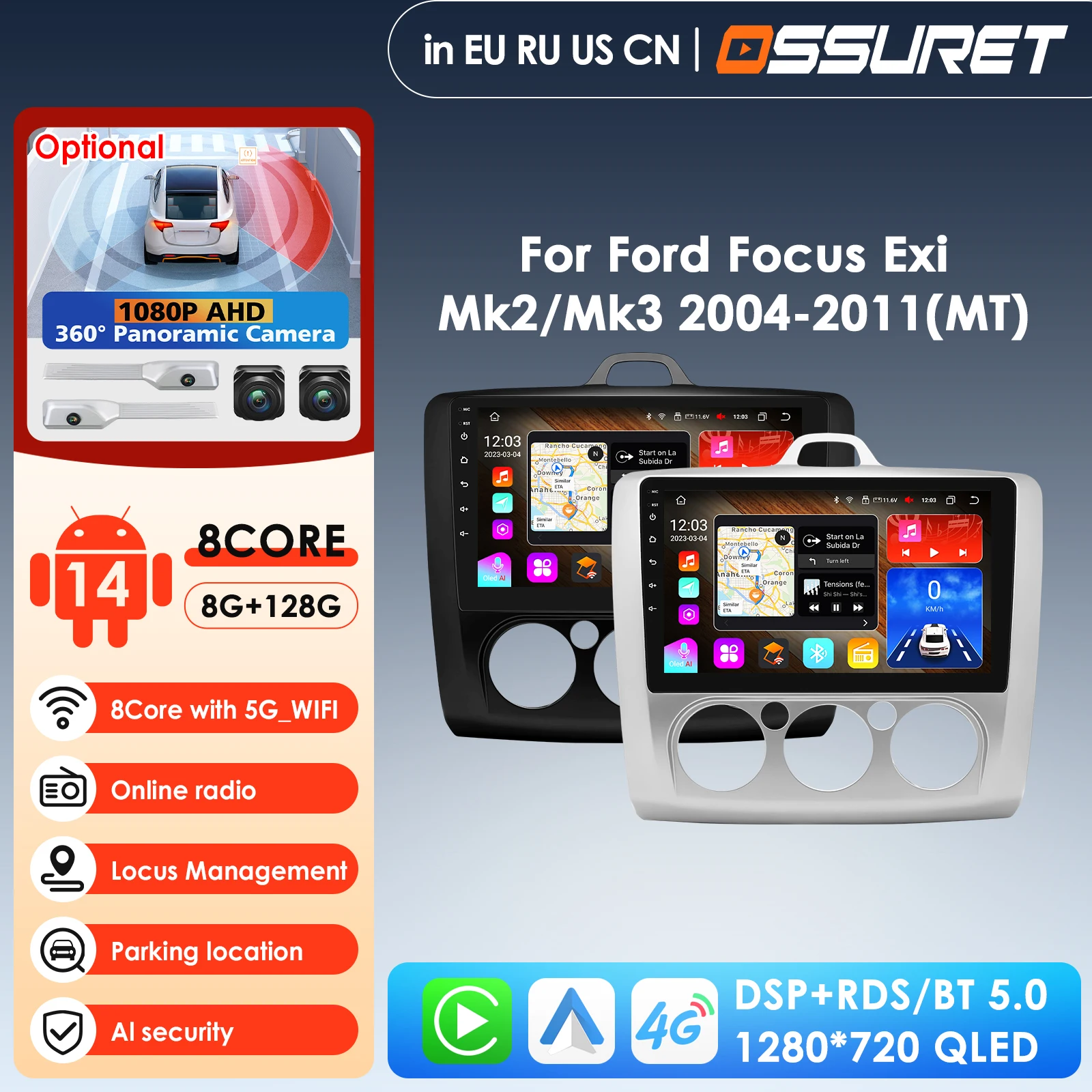 

Smart QLED Screen Android 14 Carplay Auto Radio For Ford Focus 2 3 Mk2 Mk3 2004-2011 Carplay Car Multimedia GPS 2Din Autoradio