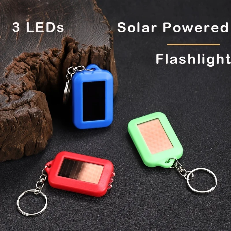 Portable LED Flashlight Mini Solar Keychain Flashlights Pocket Lights for Outdoor Night Cycling Hiking Emergency Lighting