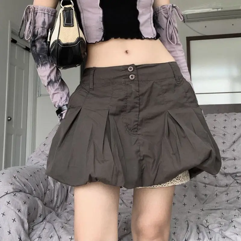 Skirt Workwear Style Solid Color Pleated Cover-Up Slimming Bud Skirt Personalized Street Style Versatile Tutu Skirt