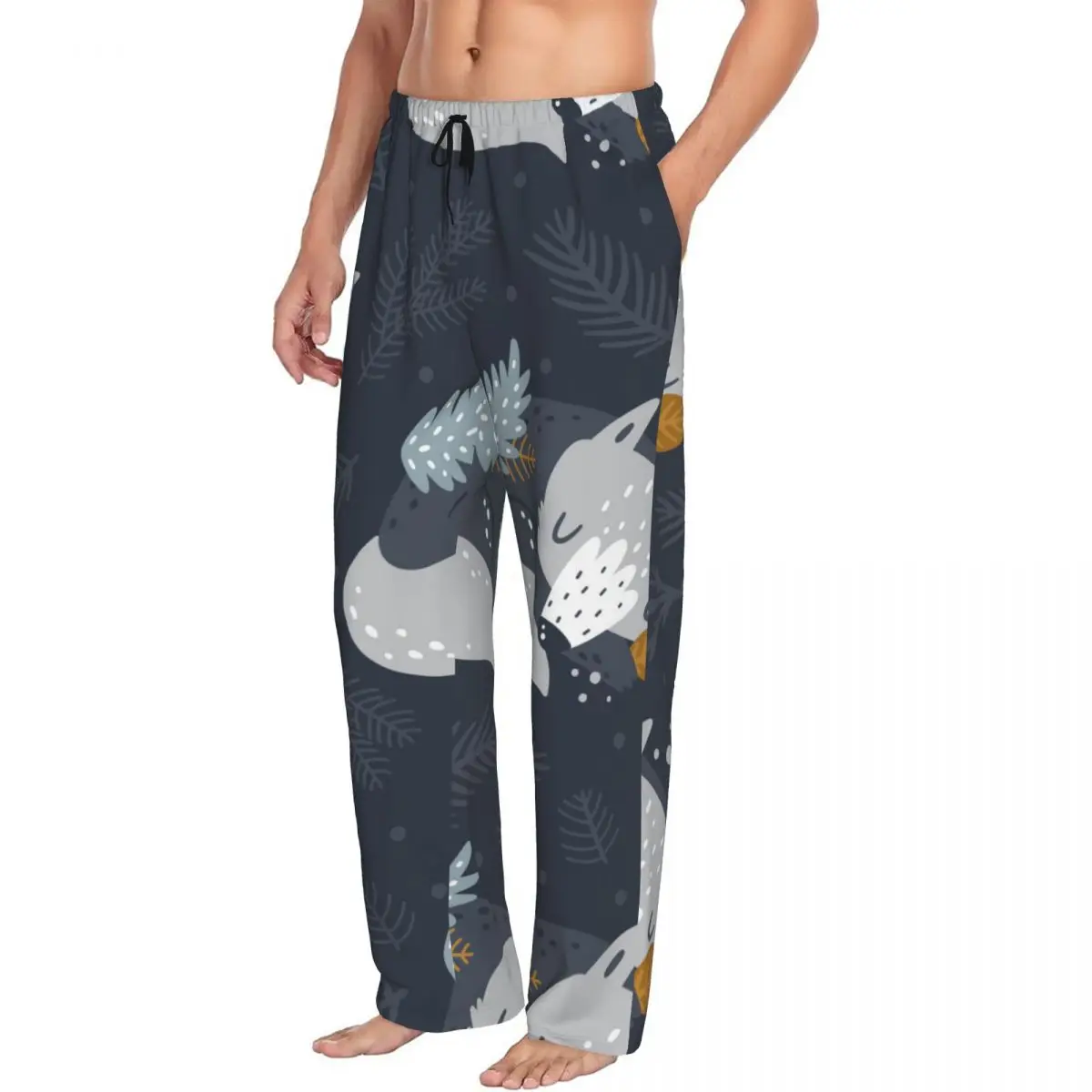 Forest Animals Cute Sleeping Wolfs Men Sleep Bottoms Male Lounge Trousers Men's Pajama Pants