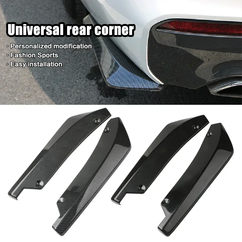 Universal Retrofit Car Rear Bumper Carbon Fiber Lip Diffuser Splitter Spoiler Scratch Protector Rear Corner Rear Llip Spoiler