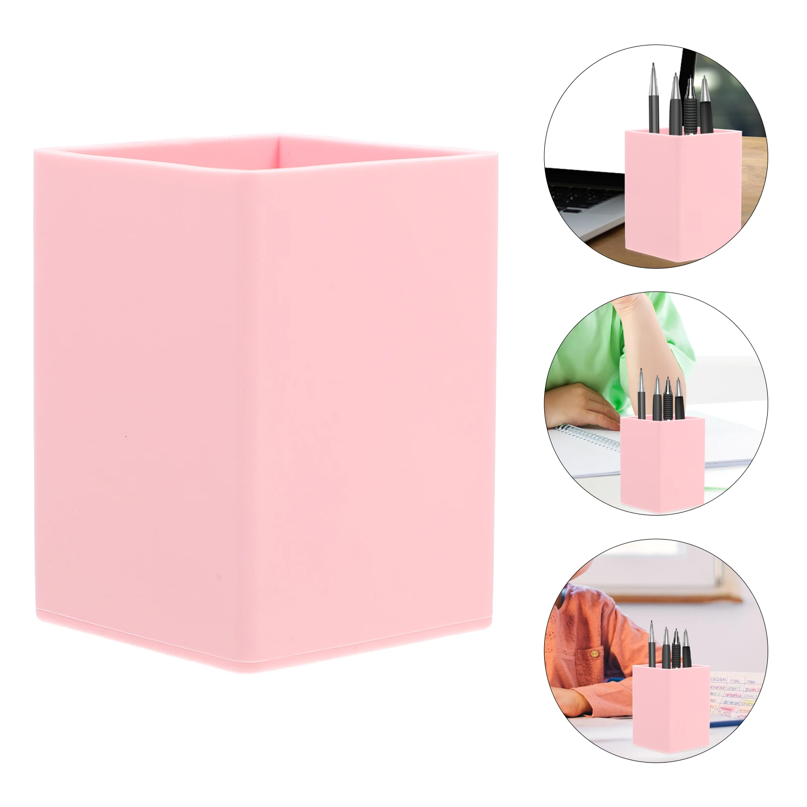 

Multifunctional Silicone Holder For Desk Square Pencil Brush Storage Organizer Aesthetic Office Accessories Cute Desktop Pen Cup
