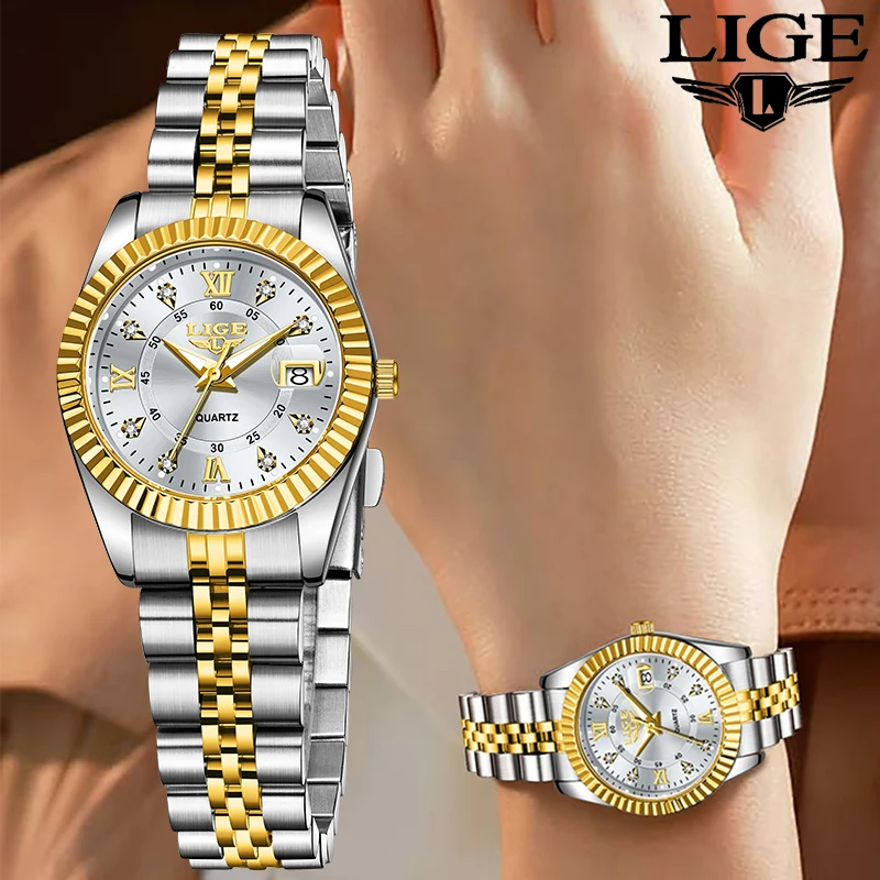 LIGE 2026 Elegant women's quartz wrist watch Waterproof Ladies clock Luxury casual fashion Top business brands women watches+BOX