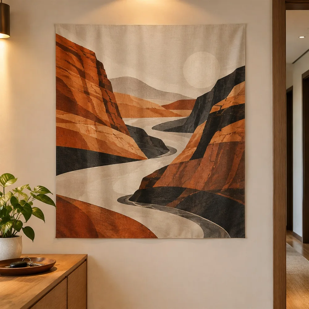 VIKAMA Canyon Rock Layers Tapestry Wall Hanging, Western Aesthetic Room Decor Wall Art Tapestries for Living Room Bedroom Office