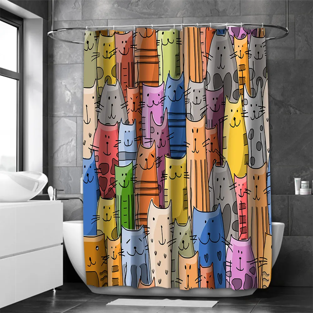 Carton Animal Bathing Curtain  Bathroom Shower Curtain Waterproof With 12 Hooks Home Deco Free Ship