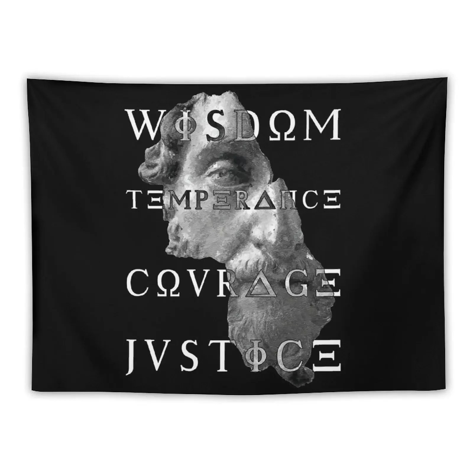 Marcus Virtues of Stoicism Wisdom Courage Temperance Justice Tapestry House Decor Aesthetic Room Decoration Tapestry