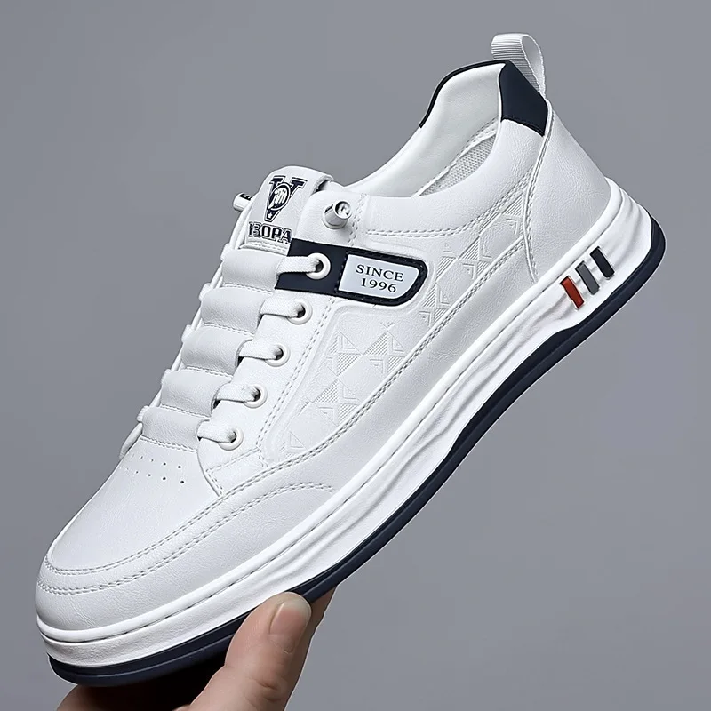 

Spring Autumn New Casual Cow Leather Sneakers for Men Solid Color Fashion Board Shoes Male New Designer Soft Sole Loafers Man