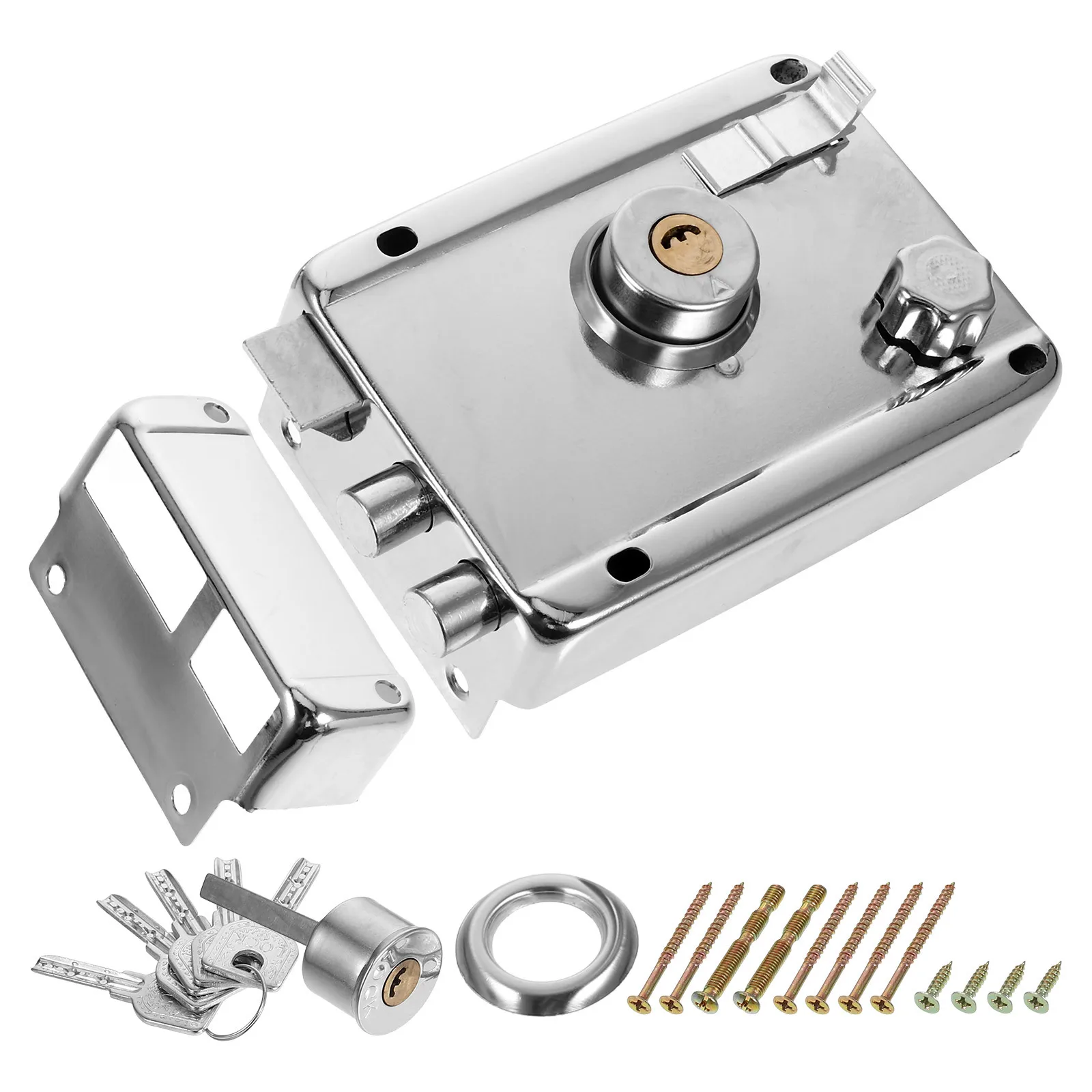 

1Set Bedroom Door Indoor Stainless Steel Crescent Lock Opening Durable Corrosion Resistant Security