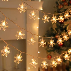 10Leds Snowflake String Garland Fairy Lights USB/Battery Powered Christmas Tree Holiday New Year Bedroom Decoration Lamps