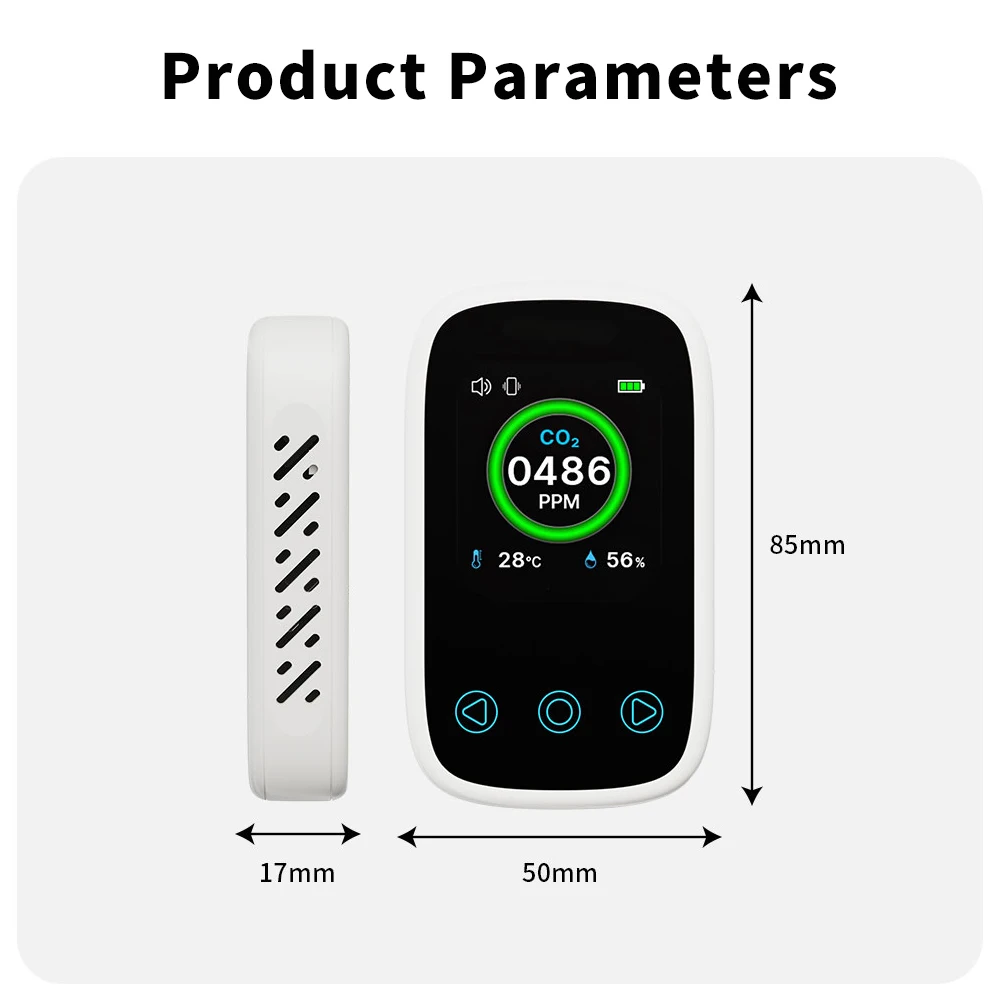 3 In 1 Air Quality Monitor CO2 Meter CO Temperature Humidity Measurement NDIR Sensor LCD Display Alarm Carbon Dioxide Detector