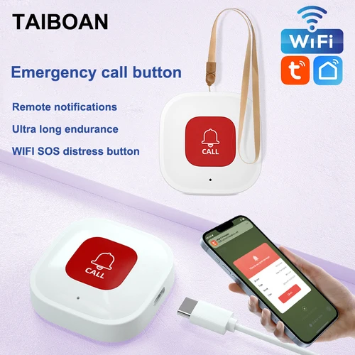TUYA-botón de llamada de emergencia con WiFi para niños y ancianos, dispositivo de emergencia inteligente para el cuidado, buscapersonas, transmisor de alerta de teléfono, botón de llamada de emergencia