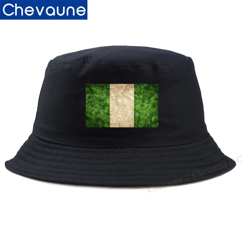 Hot Sale Nigeria Hat Diy Free Custom Bucket Hats Nation Flag Nigeria Country NGR Flag Print Fishing Hats For Women Men