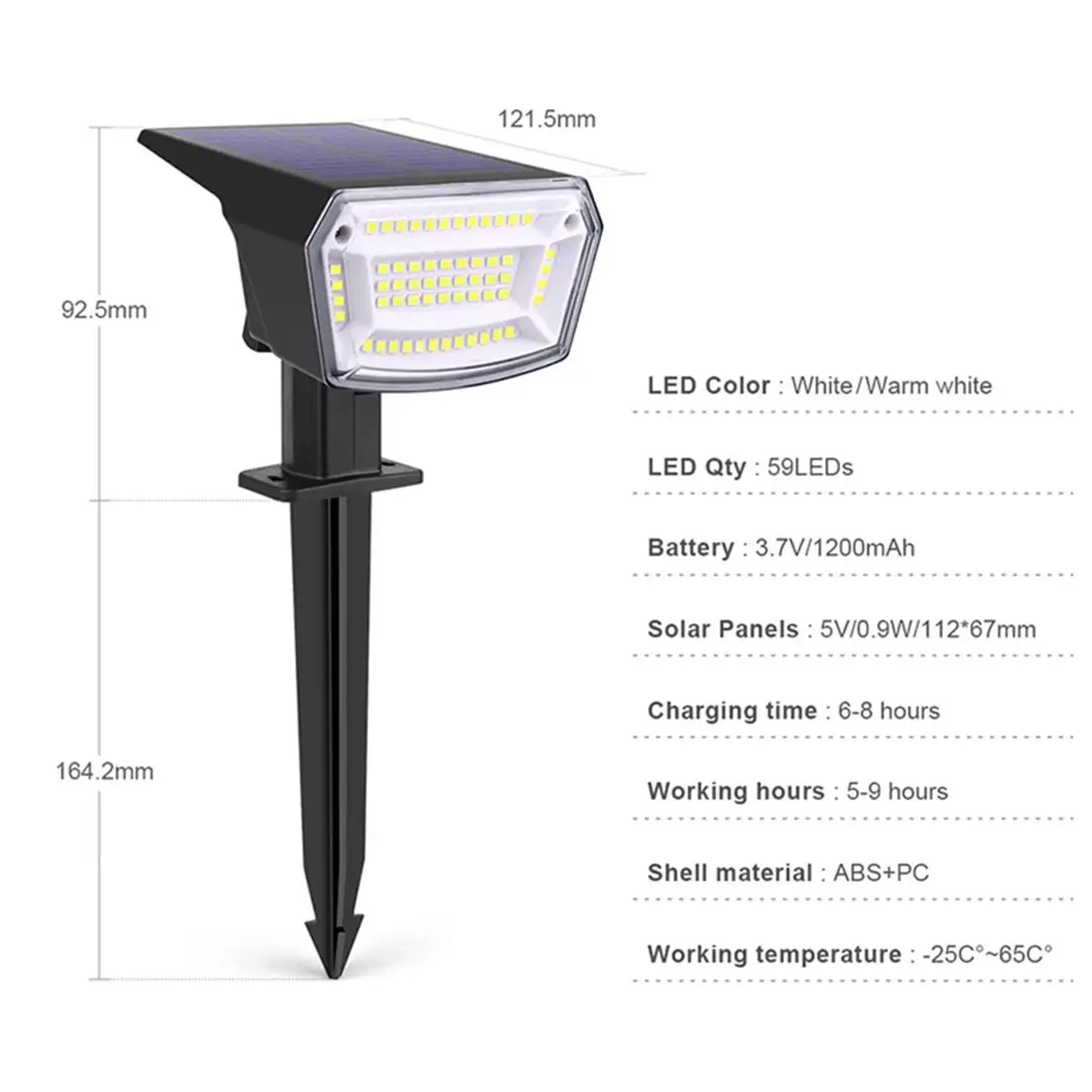 Faretto a LED solare Lampada da paesaggio Luci da esterno Impermeabile Alimentato Decorazioni da giardino Percorso Giardino Spot Vialetto Passerella Spike