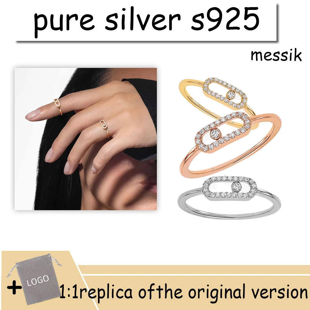 Official Website Luxury Jewelry Messik Move UNO Ring S925 Sterling Silver Trendy Fashion Women's Rings Wedding Party Gift