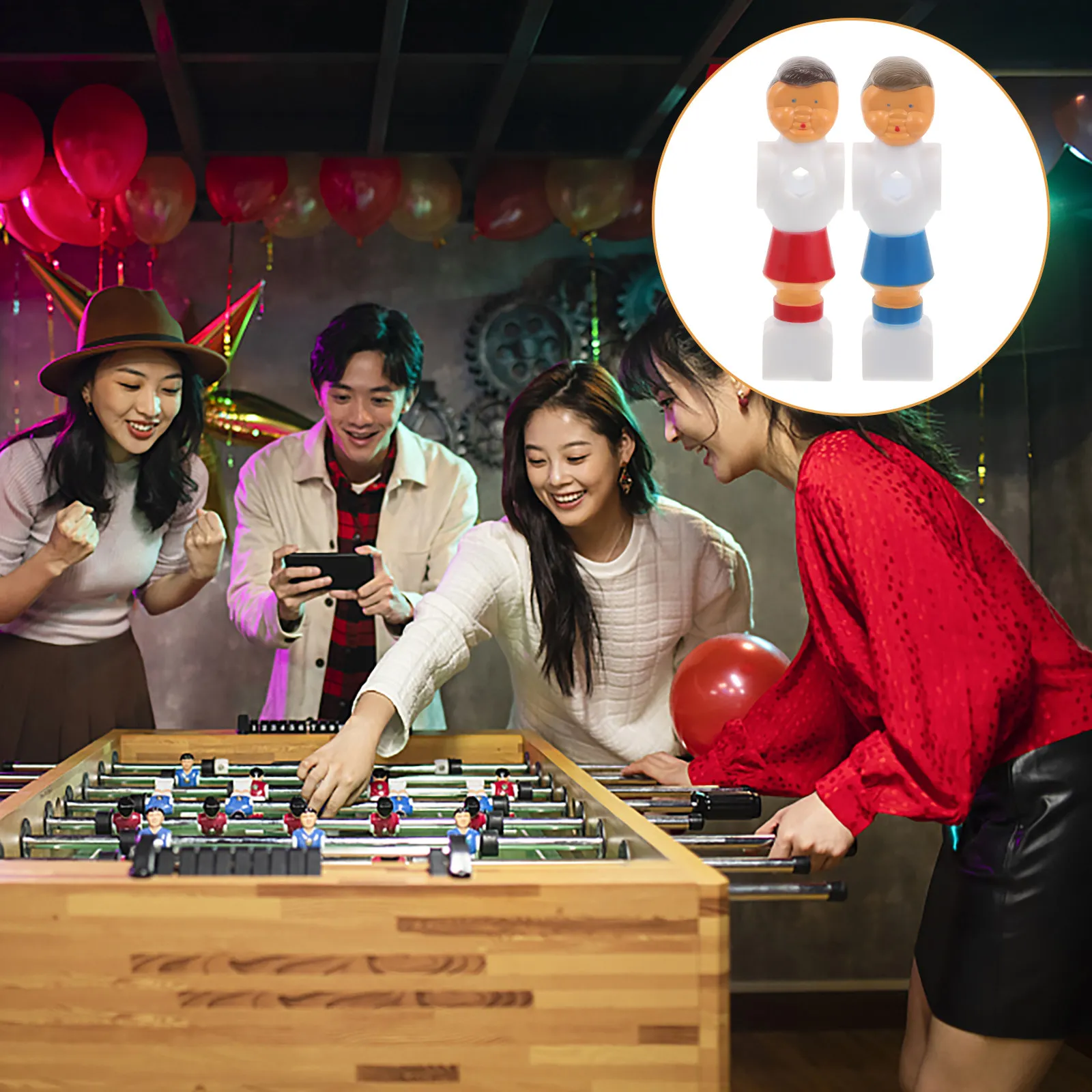 

4Pcs Foosball Players Table Football Accessory Color Replacement Soccer Athletes PVC Sturdy Impact Resistant Table