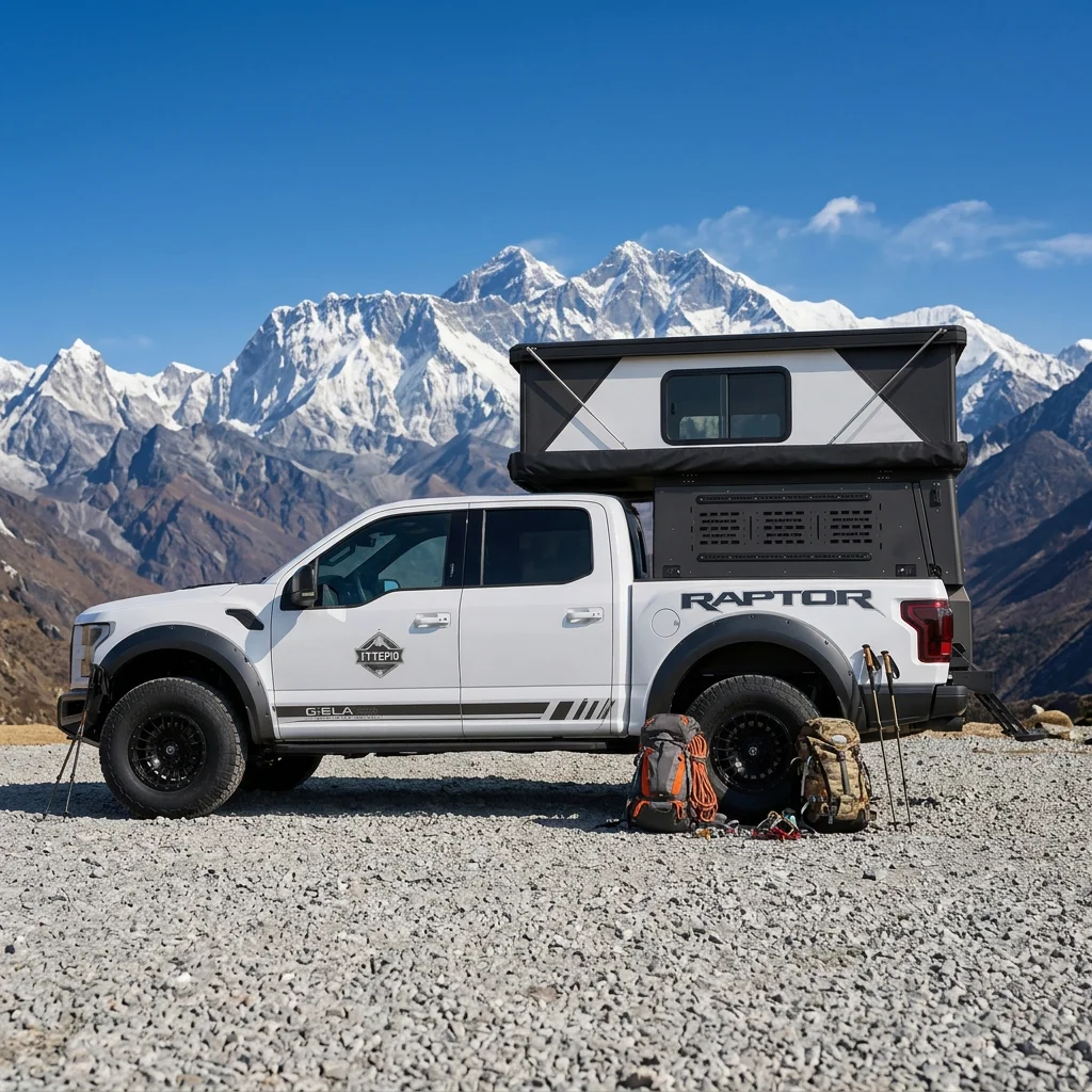 Aerodynamic Sloped Truck Topper Canopy Hard Shell Camper Shell Waterproof Pickup Bed Cover for Outdoor Adventure